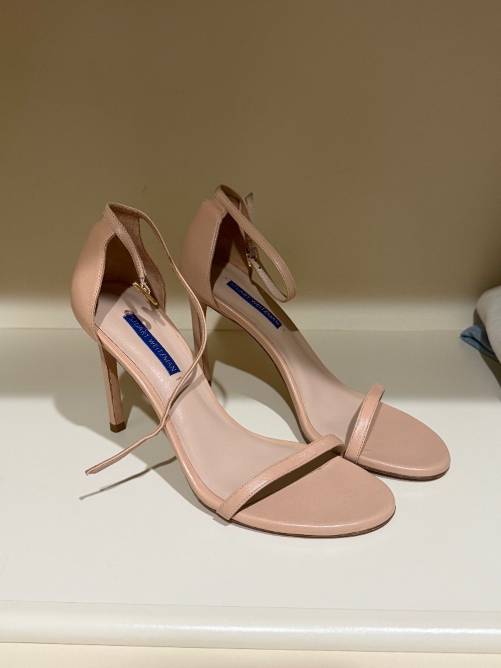 Stuart Weitzman Nudistsong Leather Ankle-Wrap Sandals - Nude/Beige